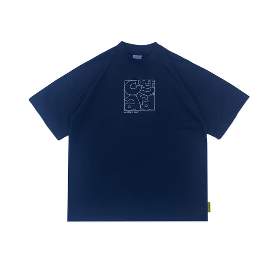 Heavyweight Geometric Print T-Shirt | Navy