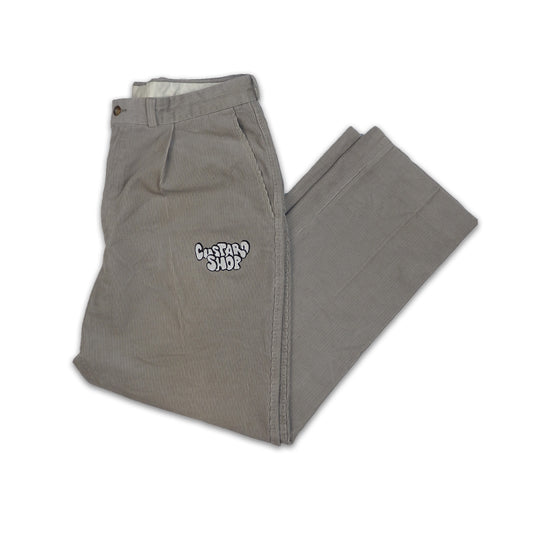 Custard Reclaimed Grey Corduroy Trousers | Size 32"