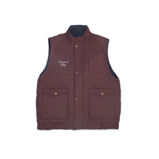 Custard Reclaimed Maroon Puffer Vest | Size Large