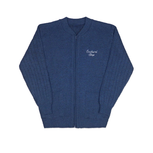 Custard Reclaimed Navy Zip Cardigan | Size Medium