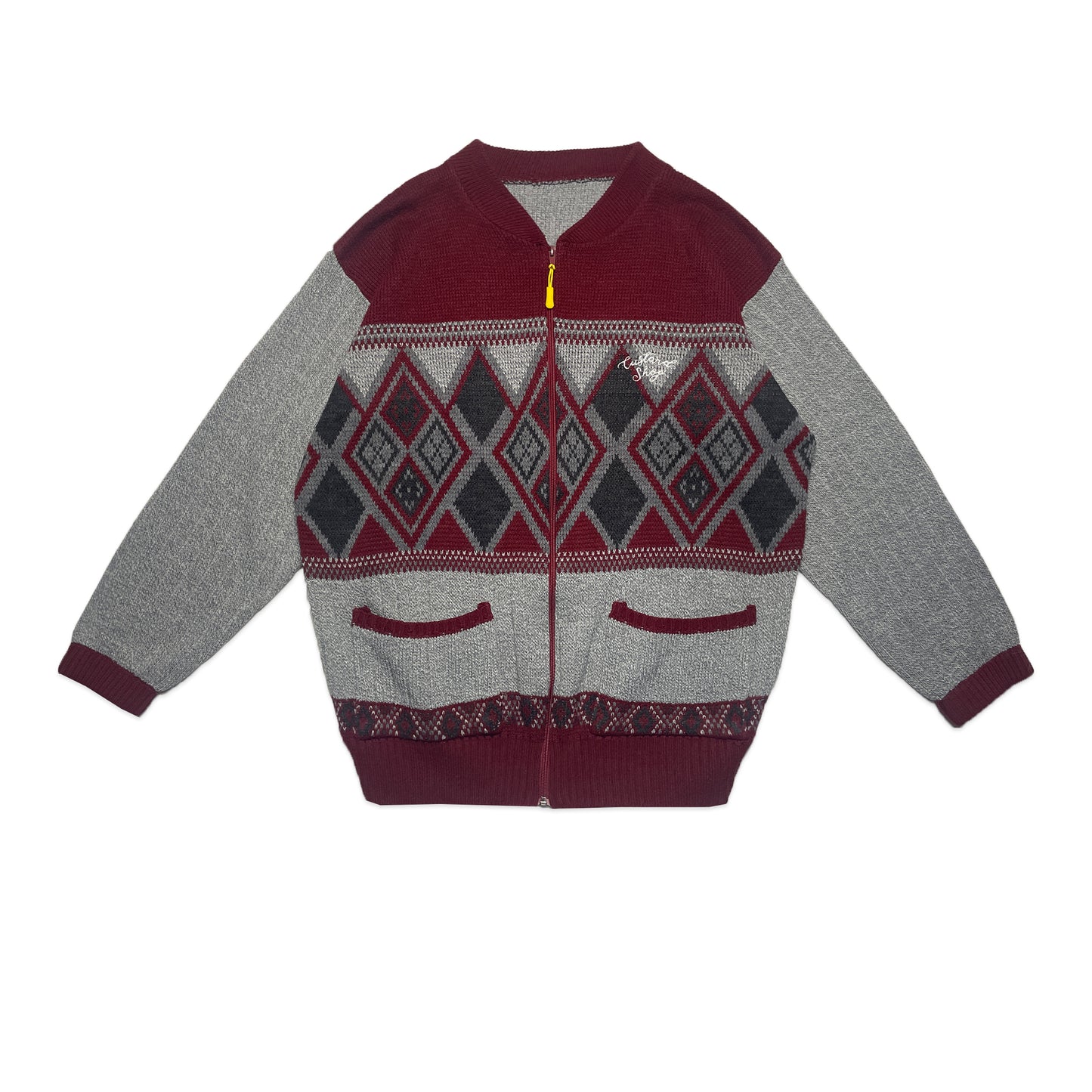 Custard Reclaimed Red Pattern Cardigan | Size Medium