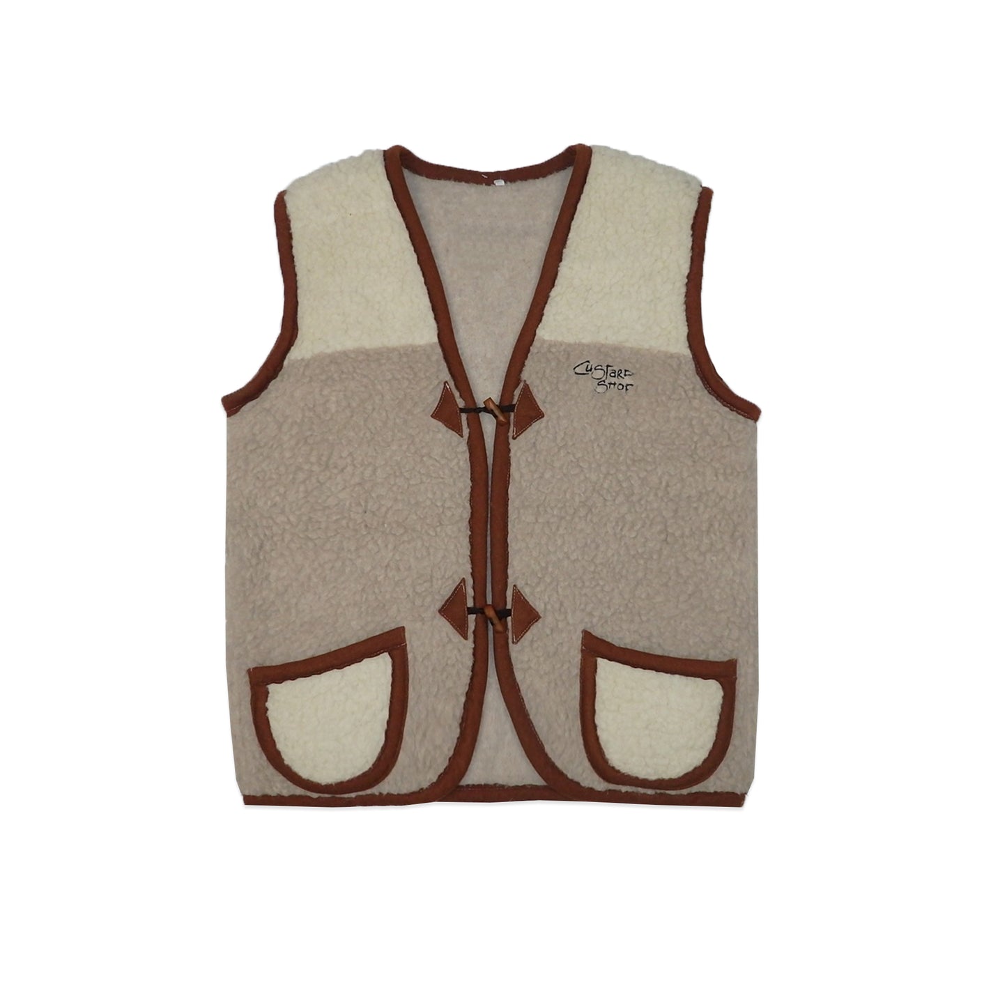 Custard Reclaimed Sherpa Vest | Size Large