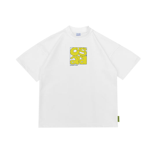 Heavyweight Geometric Print T-Shirt | White