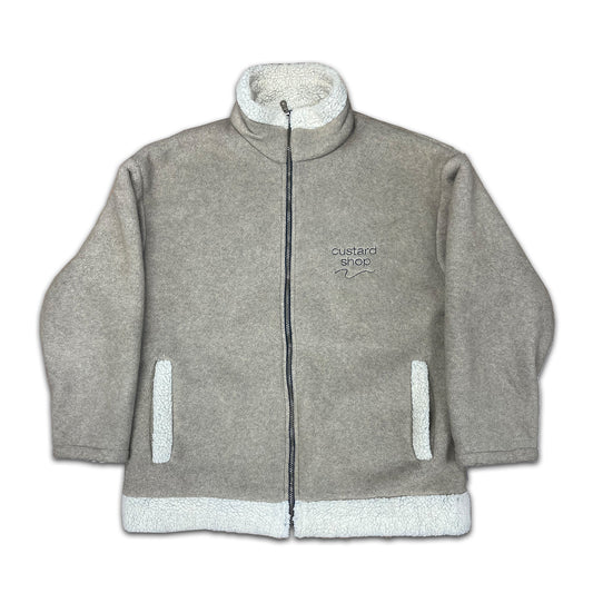 Custard Reclaimed Sherpa Full-Zip Fleece | Size Medium