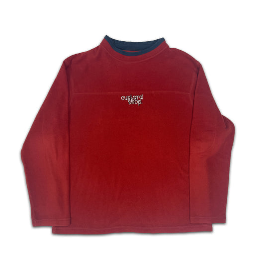 Custard Reclaimed Red High-Neck Fleece Sweatshirt | Size Large